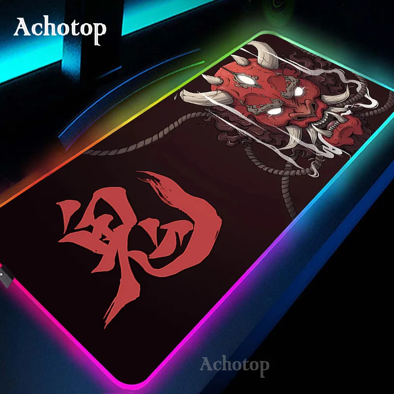 

Oni Large Gaming RGB Mouse Pad Japanese Red Table Desk Mat Big Mousepad Gamer XXL 900x400 Carpet Keyboard LED Mouse Mats Company