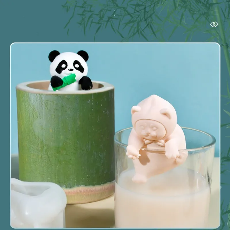 Bamboos Panda Silicone Ice Mold Peach Cat Hugs Ice Cube Mold Cheese Stick Popsicles Maker Household Cream Tool