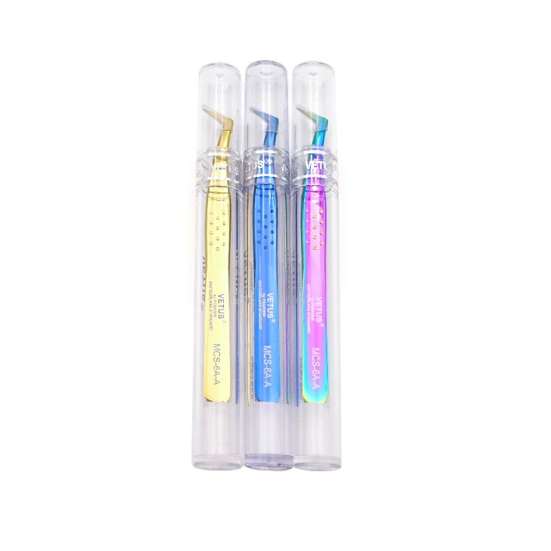 Vetus MCS-6A-A Tweezer Stainless Steel Volume False Eyelash Extension Tweezers Anti-static Eyebrow Fan Lash Premium Tweezer 6