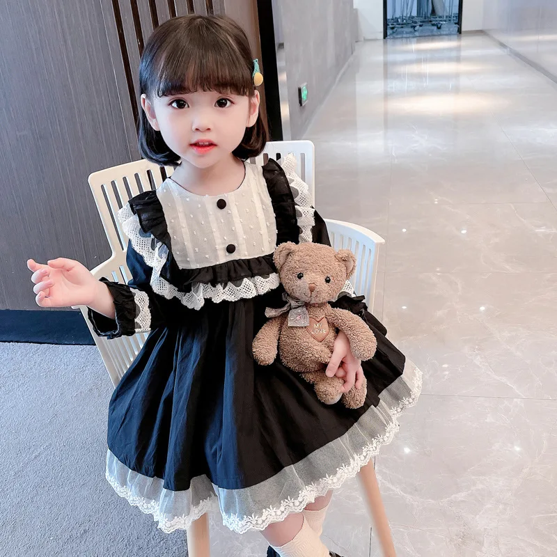 Girls Dress Kids Korean Dresses Autumn Spring Long Sleeve Lace Dress  Children Birthday Party Princess Dress Vestidos for Girls