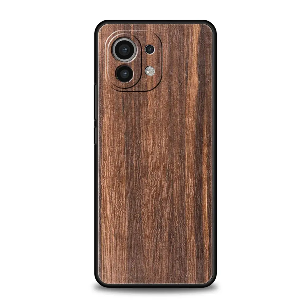 Carved Wood Design Black Silicone Phone Case Cover