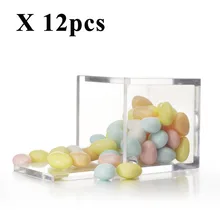 

12pcs Transparent Acrylic Box Plastic Square Candy Gift Box Cookies Snack Storage Boxes Organizer For Home Wedding Celebration