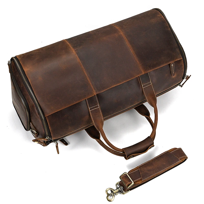 Brown Leather Duffle Bag Mens