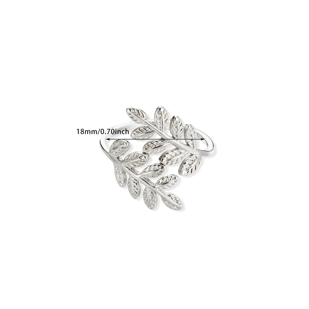 Retro-Blätterringe für Damen, offener Edelstahlring, Trend 2024, klassischer Statement-Schmuck, eleganter Schmuck_voghion.com