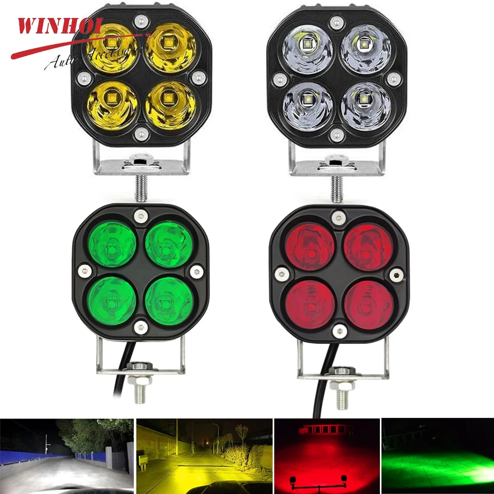 3 Inch 40W Motorcycle LED Work Light White Yellow Red Green Square Spot Beam Fog Light Bar for Jeep 4x4 Offroad Truck 12V 24V