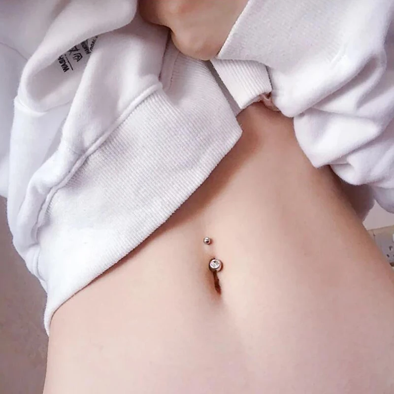 1PC Belly Button Rings Navel Piercing CZ Gem 6/8/10/12mm Bar Piercing Jewelry Body Piercing Earrings Ear Piercing Jewelry Metal Jewelry Belly Button Earrings Belly Button Piercings Body Piercing Jewelry Body Jewelry