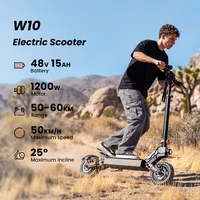 Trottinette électrique pliable pour adultes W10, moteur 1200W, vitesse maximale 50KM/H, 48V15AH, autonomie 60KM, amortisseurs avant et arrière, éclairage LED 5