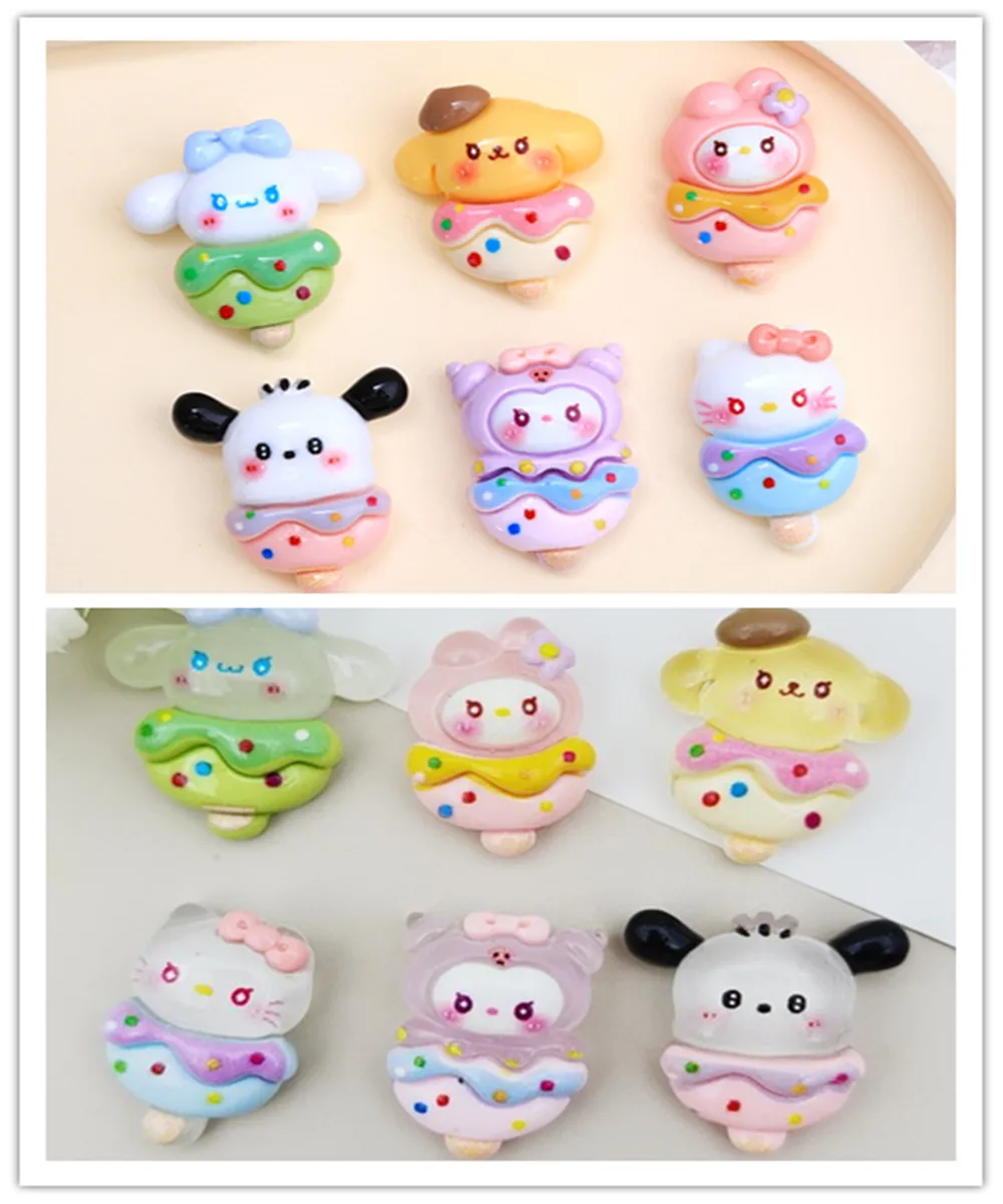 

100pcs Kawaii KT cat Sanrio ice cream Resin Flatback Cabochon Diy Crafts Materials kid Handmade Jewelry Charms Accessories