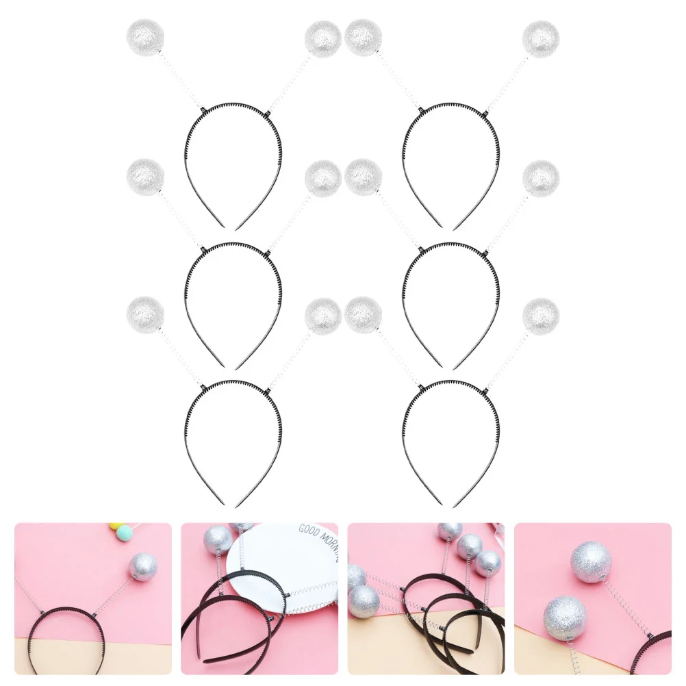 

Carnival Headdress Shiny Foam Ball Hair Hoop Alien Headband Plastic Antenna Head Martian Headband Party Costume Props