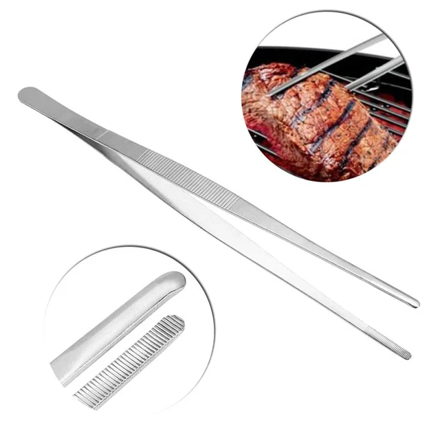 30cm Stainless Steel Multi-function Tweezers, Barbecue Straight Long  Tweezers