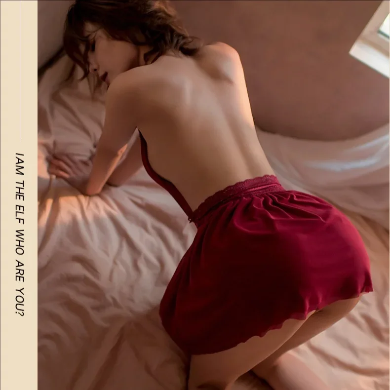 Sexy rückenfreies transparentes Tüll-Nachthemd, Neckholder, Netz-Unterwäsche, Nachthemd für Damen, Nachtwäsche, Feen-Damen-Dessous-Nachtwäsche 1