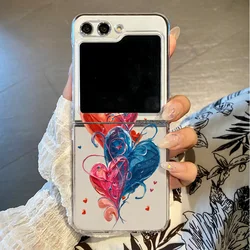Colorful Love Heart Clear Hard Cover Folding Phone Case for Samsung Z Flip8 (A394)