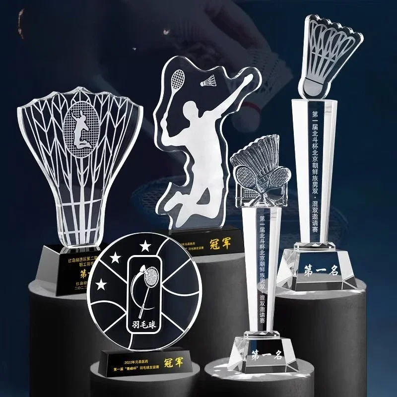 Customized Metal and Resin Sports Badminton Trophy, Celebration Awards Gift, Creative Medal, Competition Lettering Souvenir, 1Pc