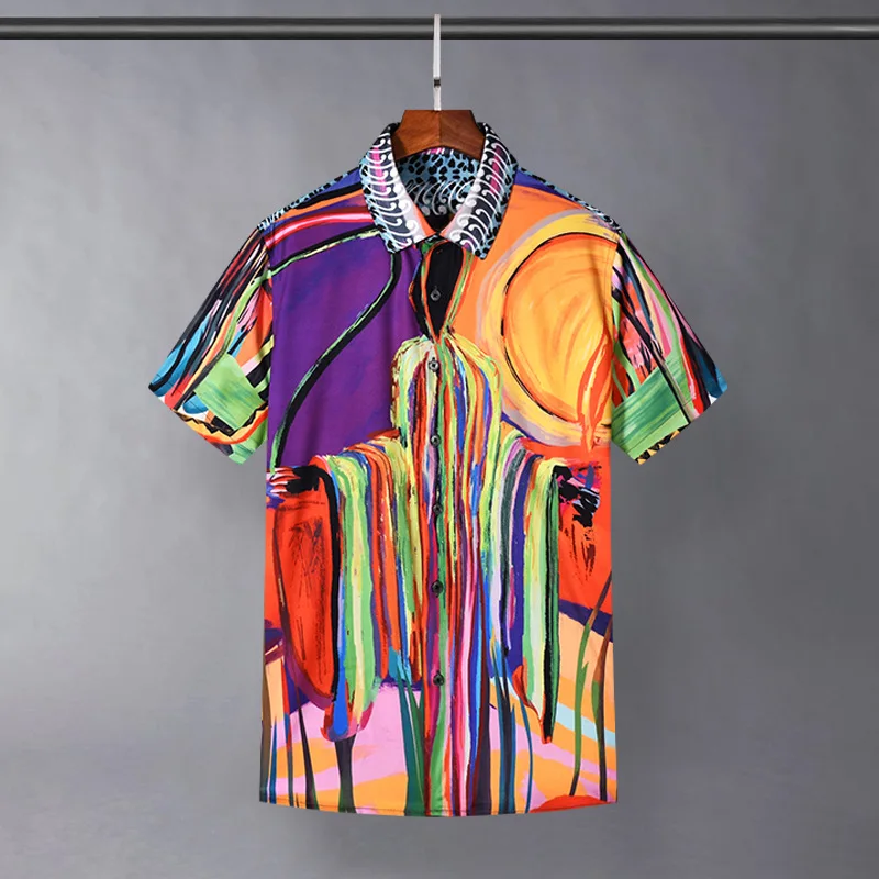 

High Quality Silk Men's Shirts Short Sleeve Slim Business Formal Dress Shirts Casual Slim Social Party Tuxedo Blouse 2022