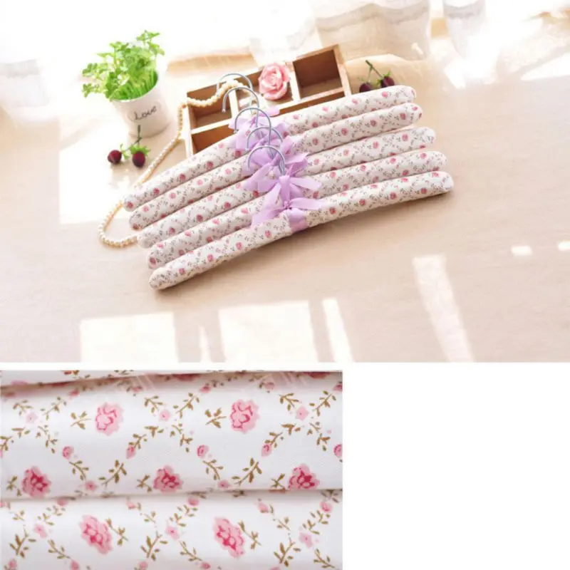 1PC Cotton Fabric Sponge Wood Hanger Creative Elegant Non-Slip Hook Hanger for Women Foam Sweater Clothes Random Colors 2