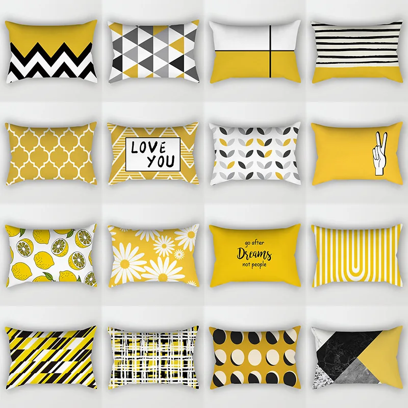 30x50cm Yellow Geometry Pillowcase Decor Sofa Cushion Pillowcover Polyester Pillow Cases for Home Decor Bedding Cushion Cover