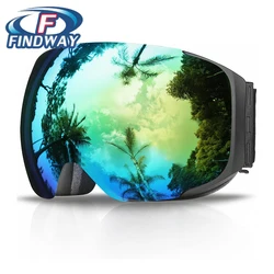 Findway Ski Goggles Snowboard Snow Goggles Magnetic Interchangeable Dual Lens Extra Large OTG Design for Women Men Youth Adult