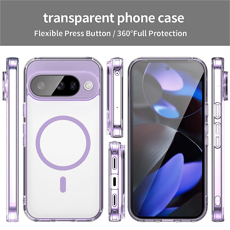 Luxury Magnetic Transparent Case with Camera Protection - Shockproof Clear Cover