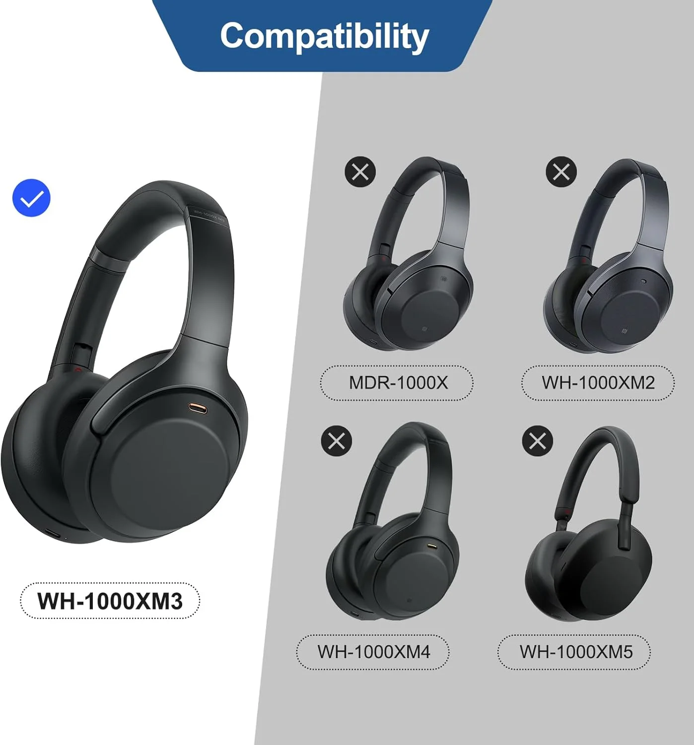 KUTOU Replacement Earpads for Sony WH-1000XM3 1000XM3 WH1000XM3