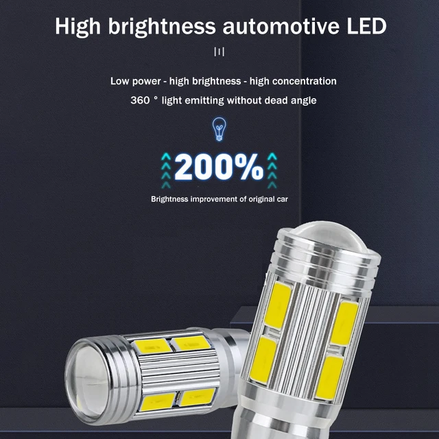 Ampoule de voiture LED Canbus W5W T10 12V 6000K 5630 10 SMD, plaque  d'immatriculation, cale latérale, clignotant unique, blanc Super brillant,  2 pièces - AliExpress