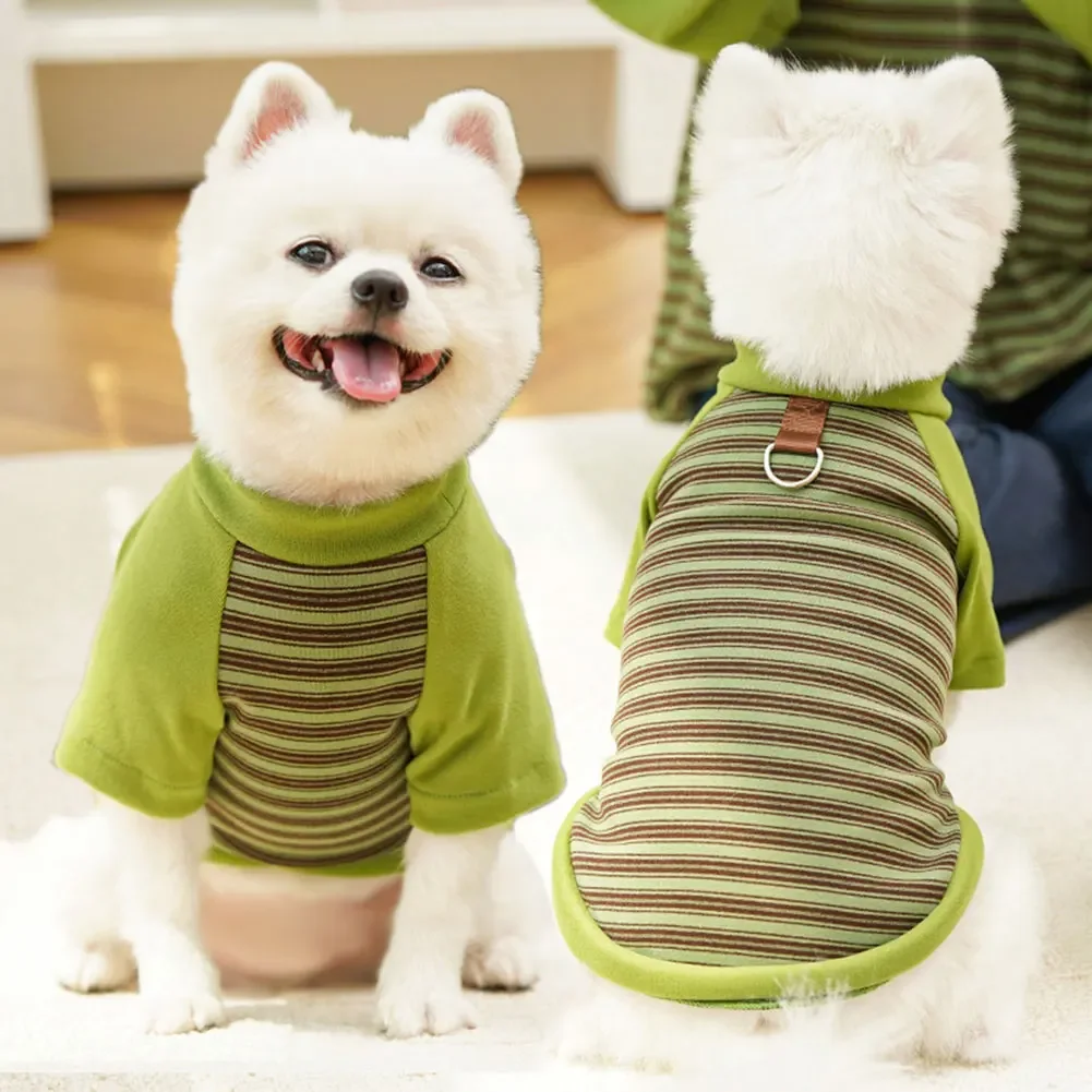 New Cute Striped Dog Bottoming Shirt Autumn Soft Dog Clothes Warm Puppy Pullovers Pet Cat Shirt Chihuahua Bichon Dog Costume