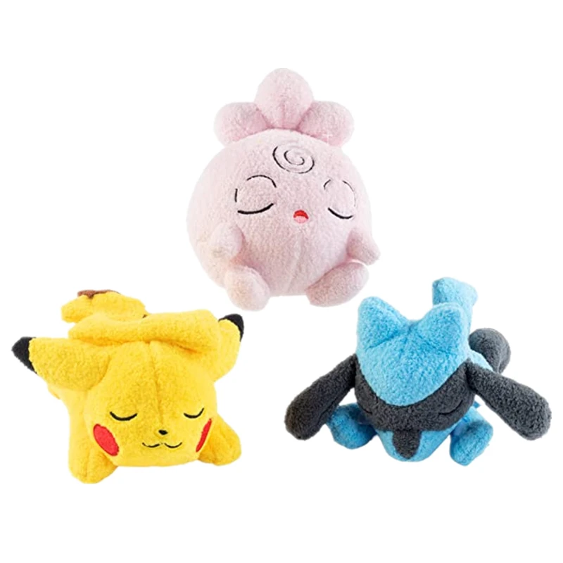 20CM Cute Pokémon Plush Starter 3 Pack -Kawaii Sleep Pikachu，Riolu &Igglybuff Stuffed Animals  Gift For Children wrc generations career starter pack pc