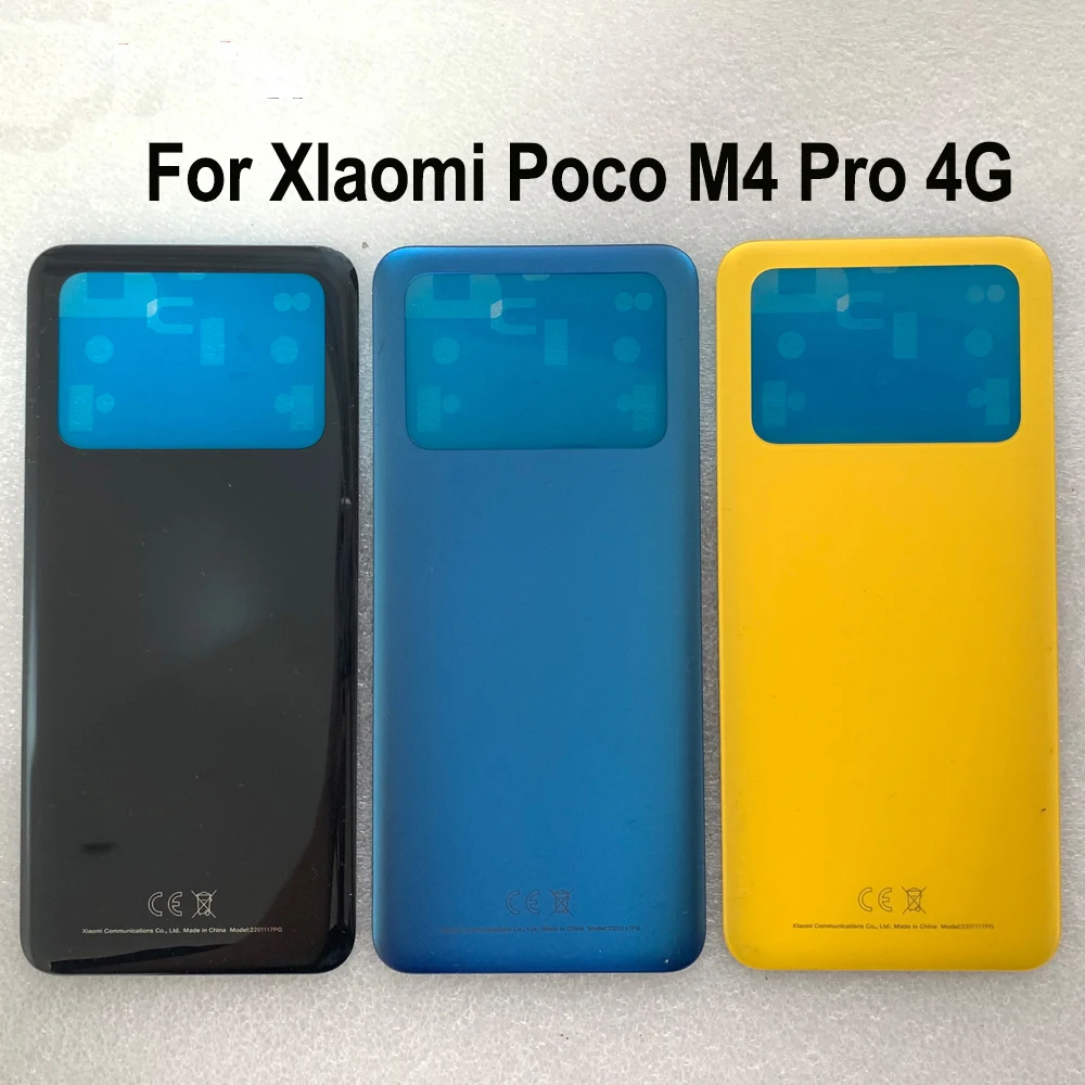 

6.43" For Xiaomi Poco M4 Pro 4G Battery Cover Rear Door Housing Case POCO M4 Pro Battery Cover Back Panel With Adhesive Hongmi