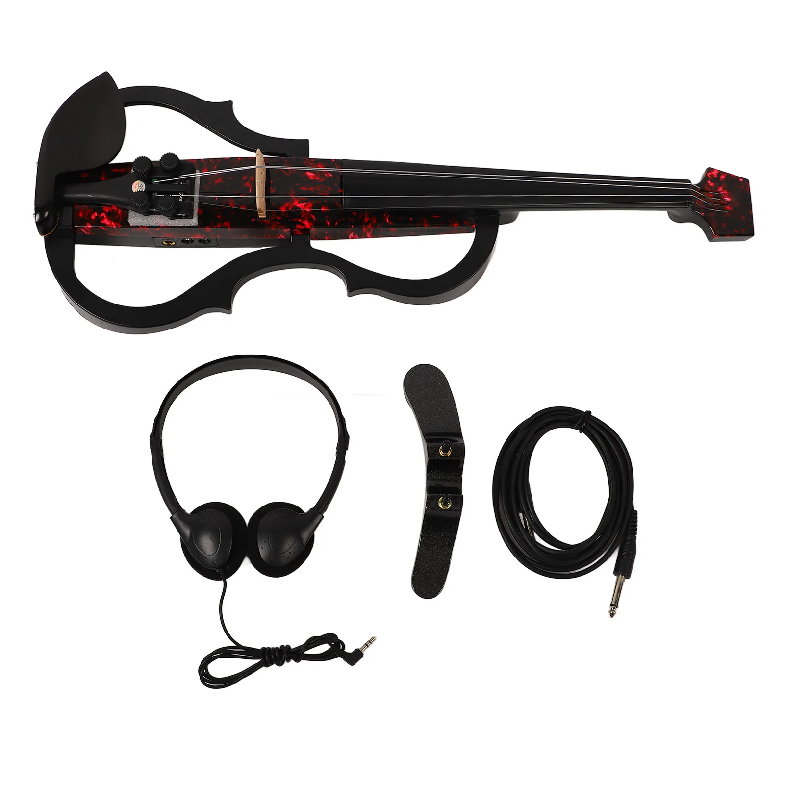 Electric Fiddle Headless Electric Violin Carbon Fiber Body ABS Edge Silent Violin for Practice Performance