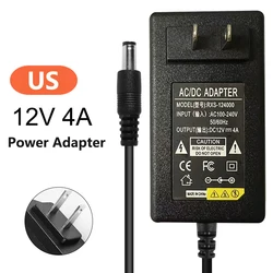Universal 12V 4A 48W Power Supply Adapter with US/EU Plug - 12V 4A (US Plug)