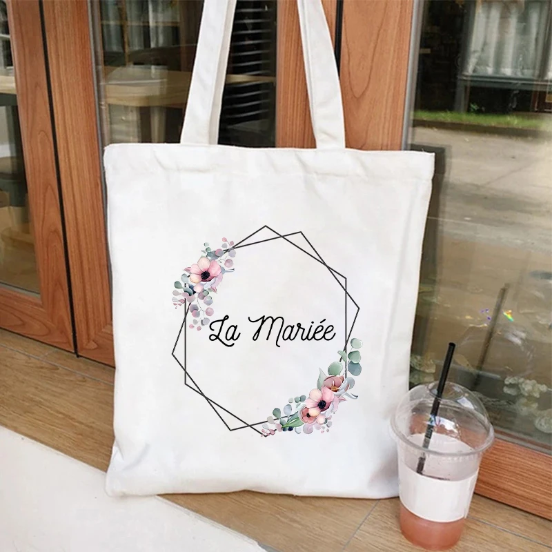 EVJF Team Bride Squad Shopping Bag French Woman Bachelorette Hen Party Tote Bag Bridal Wedding Single Farewell Shoulder Bags shopping bag tote bags