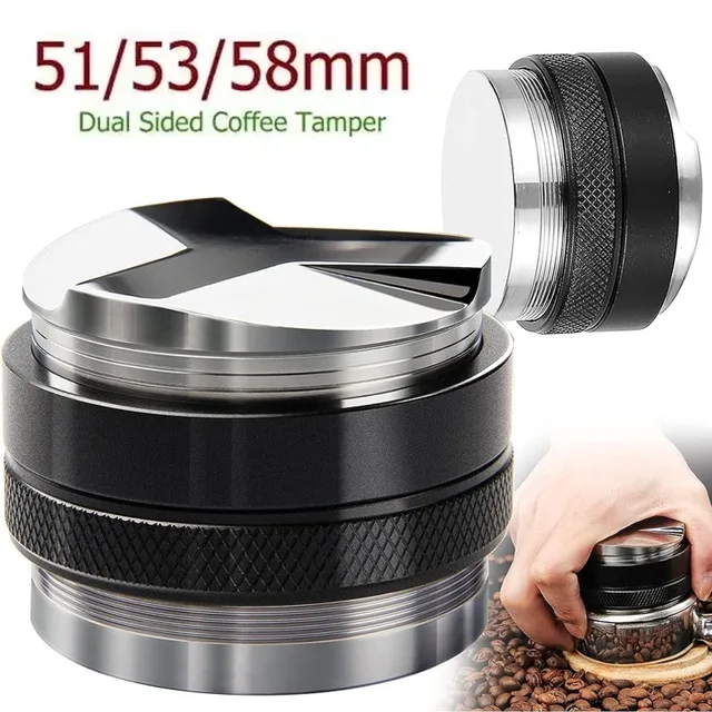 51/53/58MM Dual-Head Adjustable Coffee Distributor 2-in-1 Professional Coffee Tamper Espresso Stainless Steel Hand Tampers Tool