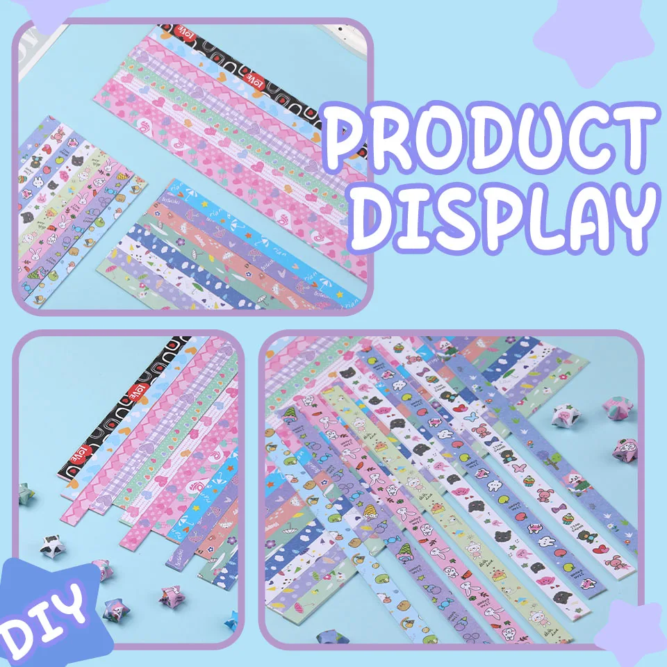 540pcs Colorful Papers Lucky Star DIY Handmade Origami Paper Strips Decor Folding Paper Arts Crafting Supplies