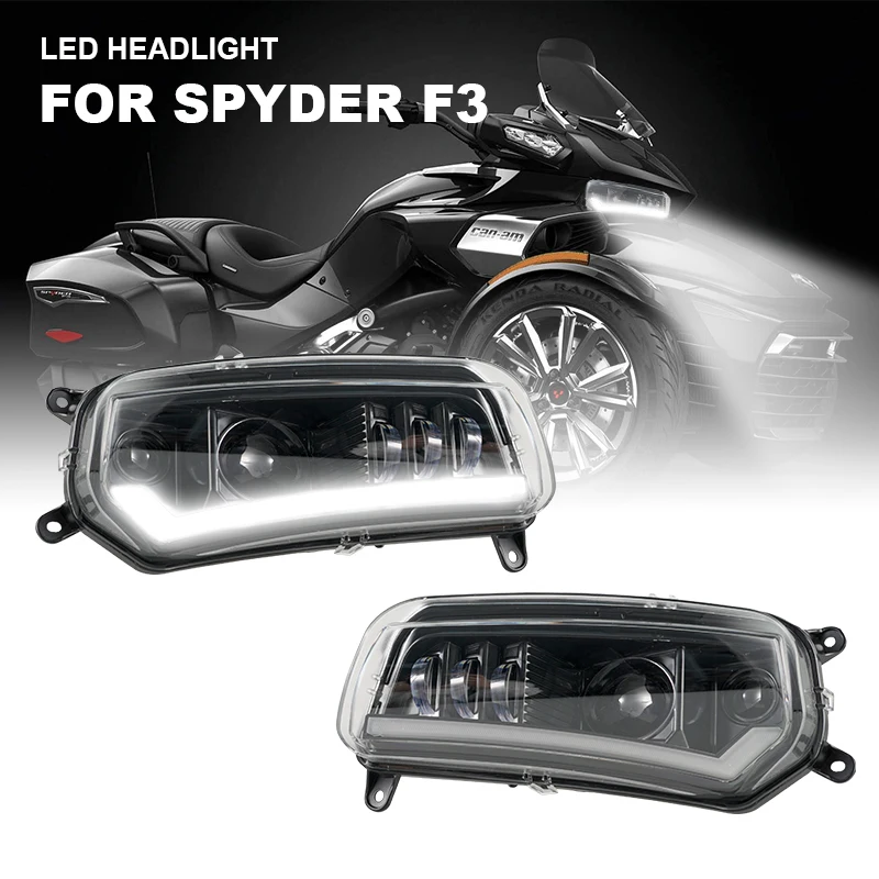 Plug and Play LED Replacement Headlight Assembly with DRL & Turn Signal  for Can-Am Spyder car led headlight led drl plug and play for hyundai sonata 2011 2012 2013 2014 led headlight assembly