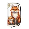 Watercolor Fox Floral Print Wallet Fox Flowers Art Coin Money Bag Phone Credit Card Holder Small Clutch Long Wallet Zipper Pouch 6