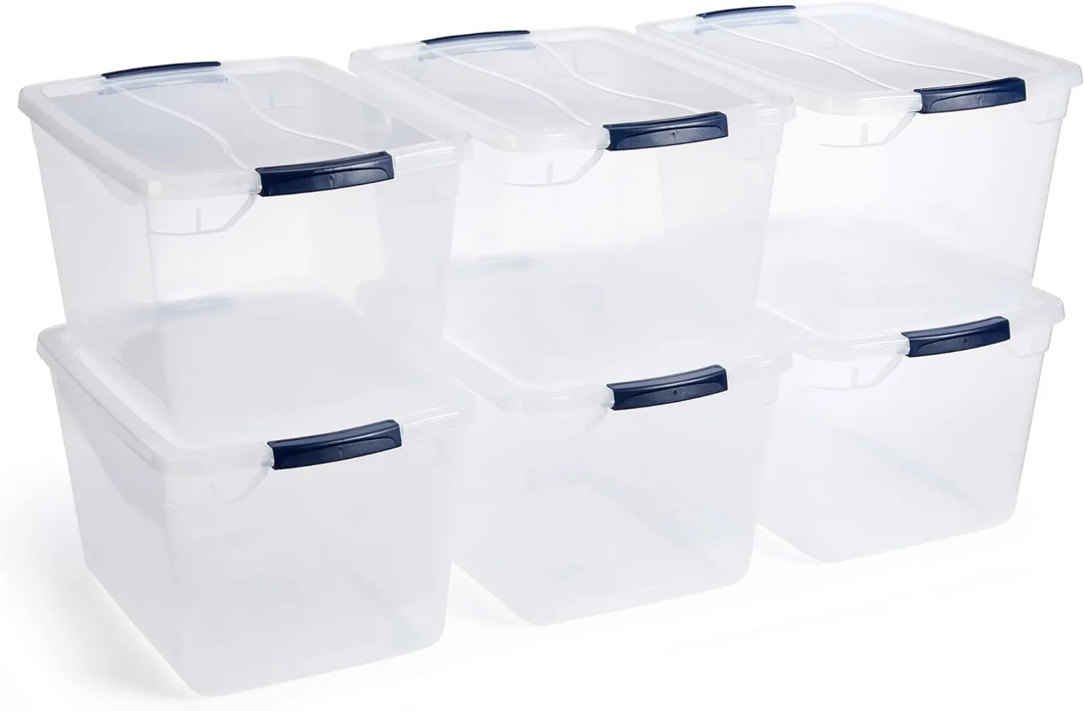 

Rubbermaid Cleverstore 30 Quart Latching Stackable Plastic Storage Bins Tote Container with Lid for Work and Home Organization,