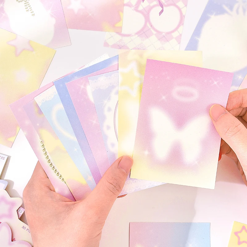 50pcs/lot Memo Pads Material Paper INS Dream fall Junk Journal Scrapbooking Cards Retro Background Decoration Paper