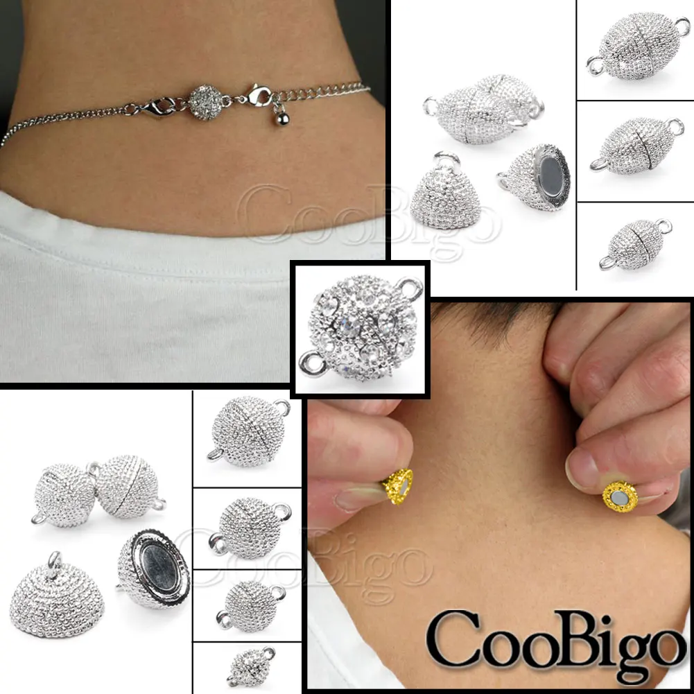 5 세트 자기 연결된 Clasps 금속 자석 클로저 라인 석 매력 비즈 목걸이 펜던트 팔찌 쥬얼리 DIY 공예품