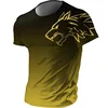 T-shirts for men fitness sportswear 2024 Summer Vintage Men's 3d Printed Quick-Drying Gradient T-shirt Animal Wolf Short Sleeve 4