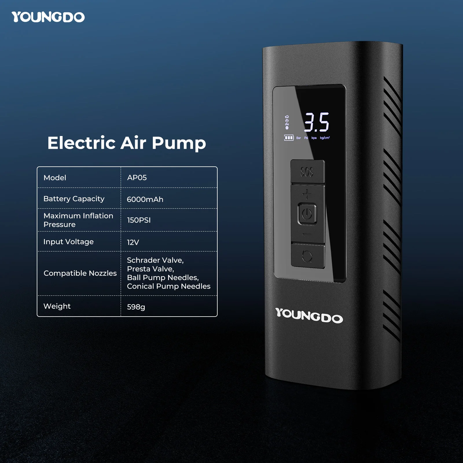 YOUNGDO �ڵ��� ���� �����, �޴�� Ÿ�̾� ��â��, �ڵ��� ������ ��Ʈ ���� ������ ����Ʈ ������ ��â ����, 150 PSI �� 6000mAh