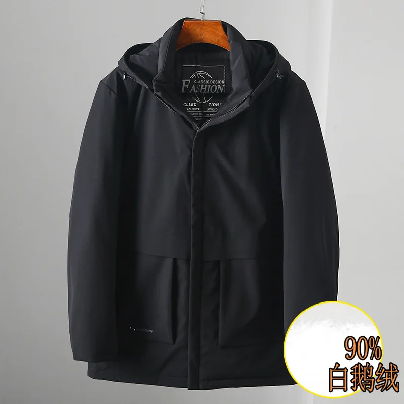 

LBELT 9-20 2022 WINTER MENS 90% WHITE DUCK DOWN BLACK JACKET