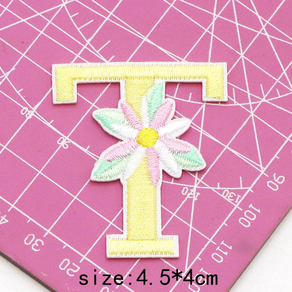 1 Stück 1,77 Zoll Buchstaben-Blumen-Applikationen, Bunte Buchstaben-Patches zum Aufnähen, Reparatur-Patches für Kleidung, Taschen, DIY-Basteln – Detail 24