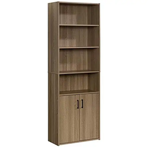 

Bookcase with Doors, 4 Tier Display Storage Shelves Home Decor Furniture for Office, Living Bed Room, Summer Oak Finish