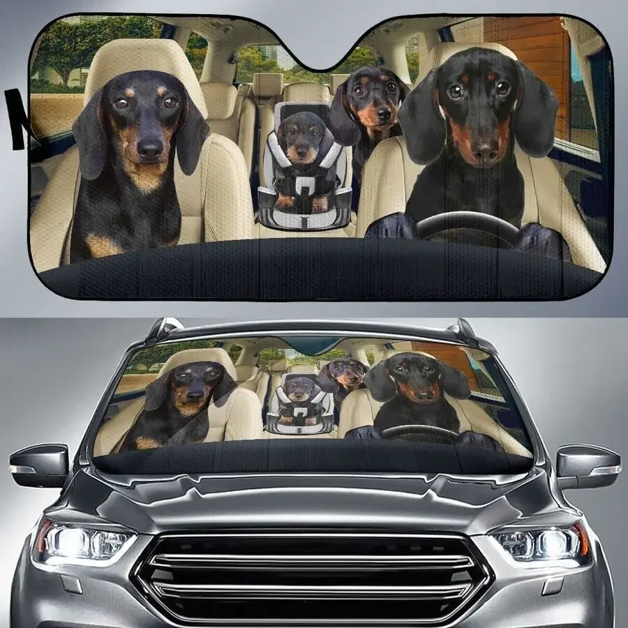 

Забавный солнцезащитный козырек для автомобиля Dachshund Family для владельца Doxie, модный козырек для автомобиля, подарок для Dachsh
