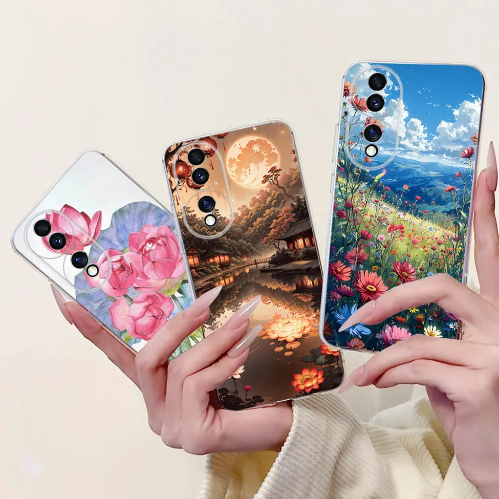 Clear Aesthetic Cute Cat & Flowers Soft Phone Case - Fashionable and Fun Design