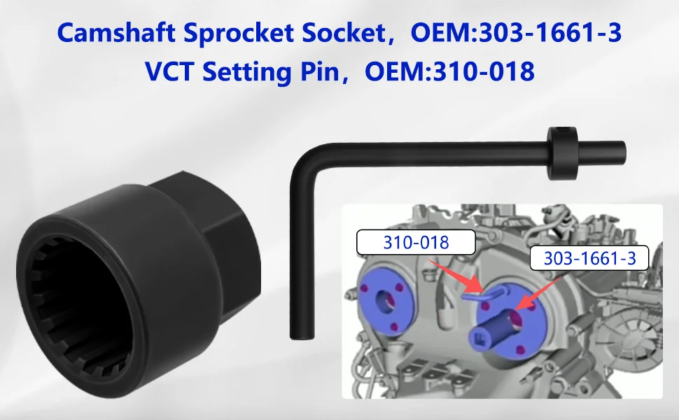 Nockenwellen-Steuerwerkzeugsatz für Ford 1.0L Ecoboost-Motoren. Originalteilenummer: 303-1661, 303-1643, 303-1604, 303-1603 – Detail 5