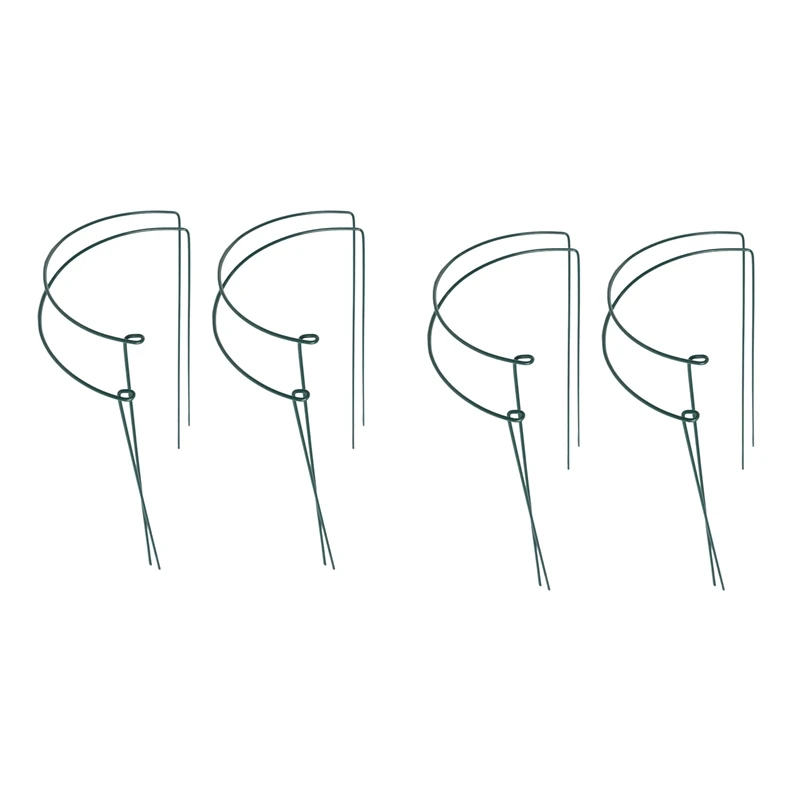 

8 Pcs Plant Support Stakes Ring Cage Metal Garden Plant Stake Green Half Round Plant Support Ring Large Plant Supports CNIM Hot