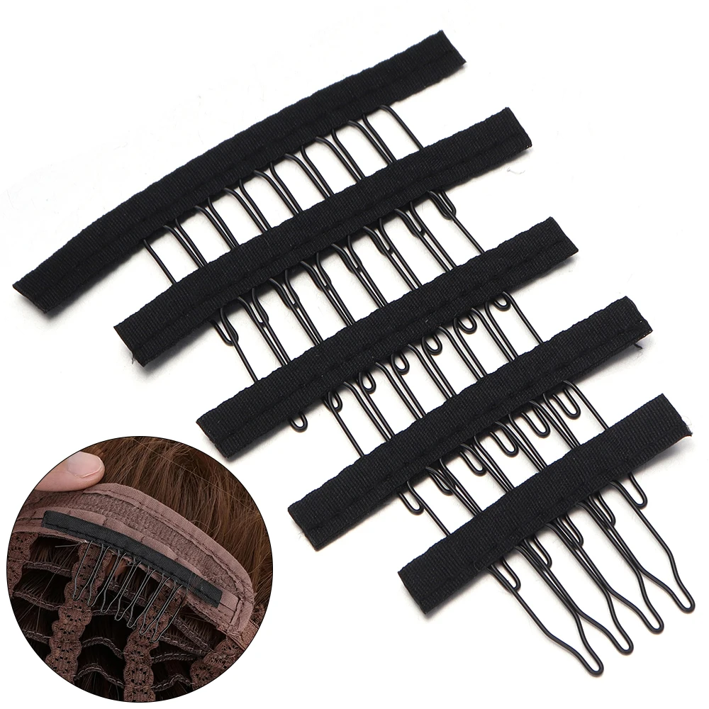 10 Pezzi Clip per Parrucche con 4/5/6/7/8 Denti, Clip Nere per Extension di Capelli, Clip a Scatto per Parrucche, Accessori per Parrucche e Extension - immagine 4