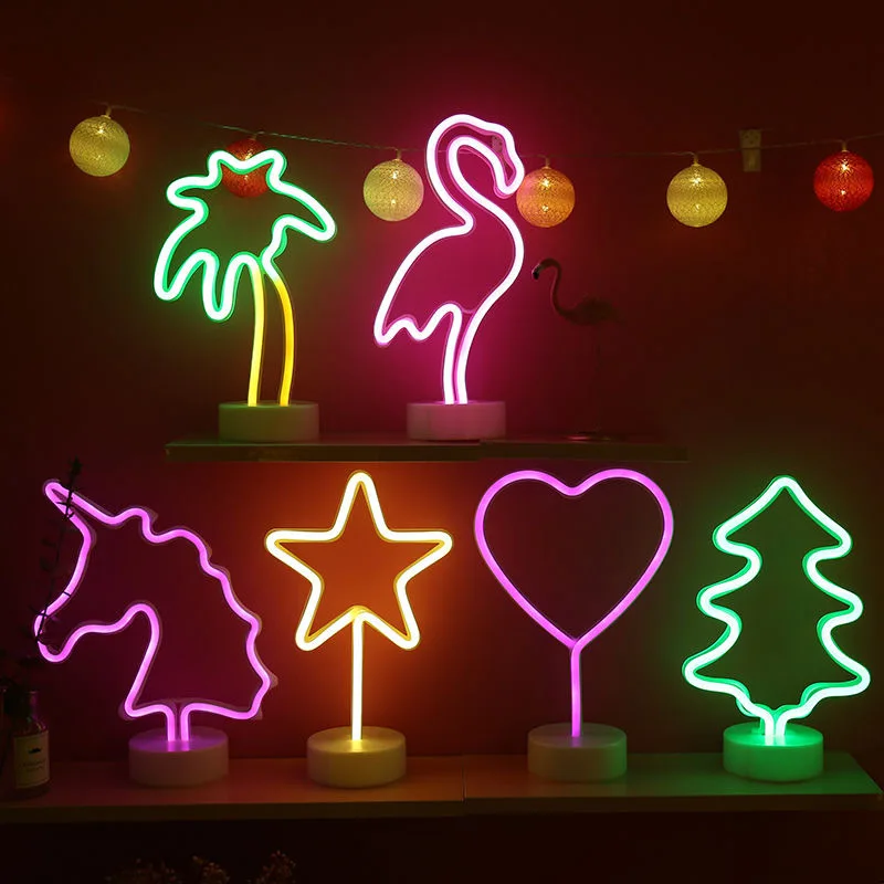 

Heart Neon Sign Cactus Dolphin Dinosaur Cat LED Neon Lighting Lamps Mushroom USB Party Restaurant Shop Kawaii Room Decor