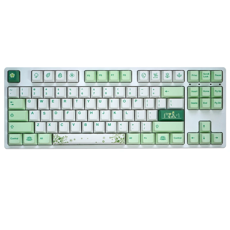 Pbt Dye Subbed Botânico Keycap Perfil Cereja Keycaps Mac para 68 84 980 Keychron Anne Gh60 Gk64 Poker 150 Chaves por Conjunto