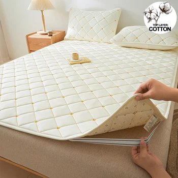 Housse de matelas de haute qualité avec 4 sangles d'angle élastiques, protège-matelas matelassé brodé, drap-housse hypoallergénique 1
